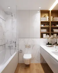 Ochiq rangdagi tualet plitkalari bilan hammom dizayni