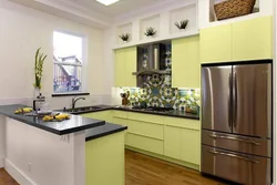 Olive color combination with other colors in the kitchen interior