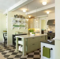 Olive Wallpaper In The Kitchen Interior