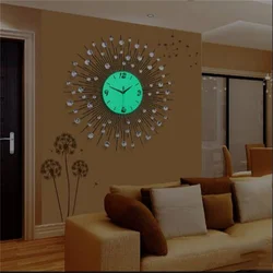 Large wall clock in the living room in the interior photo