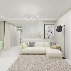 Combination of white wallpaper in the living room interior