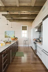 Wood-effect kitchen walls interior photo