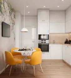 Kitchen 11 sq m design with refrigerator