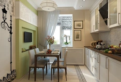Narrow Kitchen Design With Sofa Photo