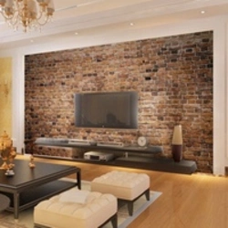 Stone wall in the living room interior