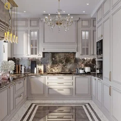 Neoclassical kitchen design photo in the interior