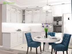 Neoclassical kitchen design photo in the interior