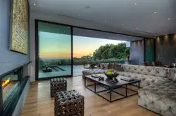 Living room interior with panoramic windows