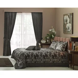 Curtains and bedspread set for bedroom photo