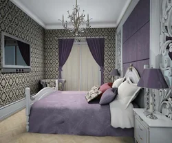 Lilac gray bedroom interior