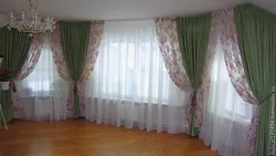 Curtain design for a living room with two windows on one wall