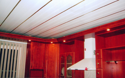 Mətbəx fotoşəkilində PVC panellərdən hazırlanmış tavan