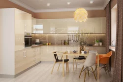 Kitchen interior with beige floor