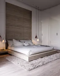 Bed in modern bedroom interior