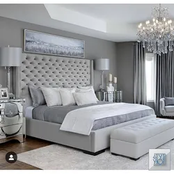 Bed in modern bedroom interior