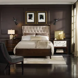 Bed in modern bedroom interior