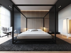 Кровать в современном интерьере спальни
