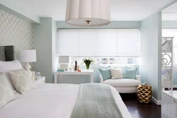 Mint Gray Color In The Bedroom Interior