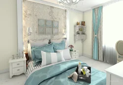 Mint gray color in the bedroom interior