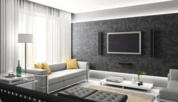 Living Room Interior Black Gray