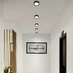 Lampalar ilə koridor dizayn foto asma tavan