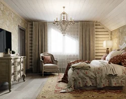 Bedroom style in the interior of a country house