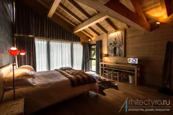 Bedroom style in the interior of a country house