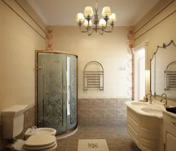 Душымен ванна бөлмесінің классикалық дизайны