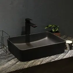 Black Sink In The Bathroom Interior