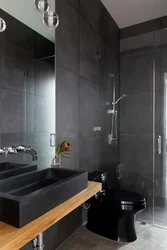 Black Sink In The Bathroom Interior