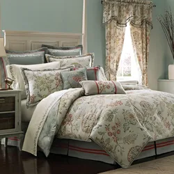 Bedroom textiles in the interior photo