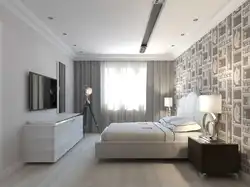 Bedroom interior 18 sq m rectangular shape