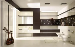 Photo of bathroom tiles white and brown