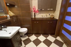 Photo of bathroom tiles white and brown