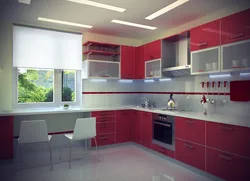 Interior color combination in cherry kitchen