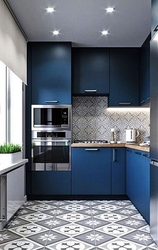 Blue Corner Kitchen Design Photo