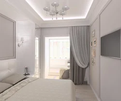 Дизайн спальни с дверью на балкон