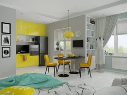 Yellow Kitchen Living Room Interior