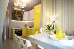 Yellow kitchen living room interior