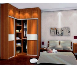 Bedroom With Corner Wardrobe Room Design