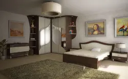 Bedroom with corner wardrobe room design