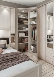 Bedroom with corner wardrobe room design