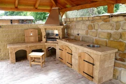 Summer kitchen in the village photo