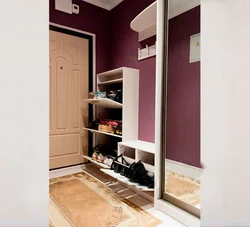 Wardrobe in the hallway with a shoe rack in a modern style photo