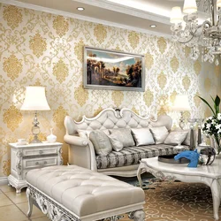 Wallpaper in the interior of a classic style living room