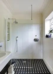 Ашық душымен ванна бөлмесінің дизайны