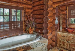 Bathtub in a log house photo
