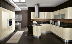 Kitchen design beige and black
