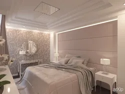 Дизайн натяжного потолка в спальне 12 кв