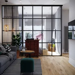 Glass Partition In The Living Room Interior